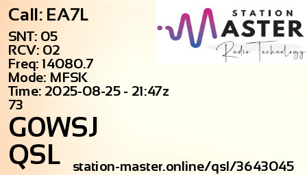 QSL Card for G0WSJ QSO with EA7L