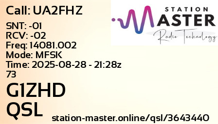 QSL Card for G1ZHD QSO with UA2FHZ