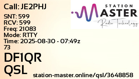 QSL Card for DF1QR QSO with JE2PHJ