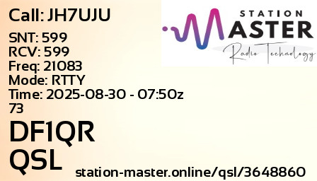 QSL Card for DF1QR QSO with JH7UJU