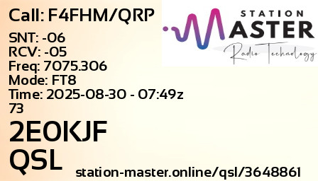 QSL Card for 2E0KJF QSO with F4FHM/QRP