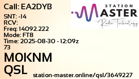 QSL Card for M0KNM QSO with EA2DYB