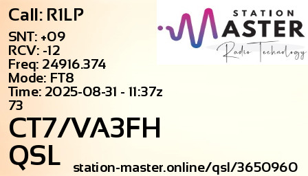 QSL Card for CT7/VA3FH QSO with R1LP