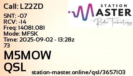 QSL Card for M5MOW QSO with LZ2ZD
