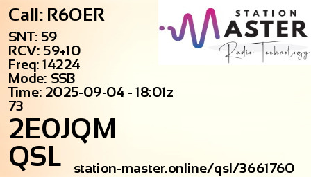 QSL Card for 2E0JQM QSO with R6OER