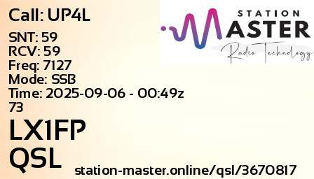QSL Card for LX1FP QSO with UP4L
