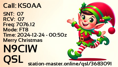 QSL Card for N9CIW QSO with KS0AA