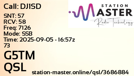 QSL Card for G5TM QSO with DJ1SD