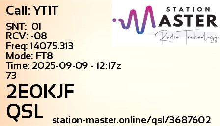 QSL Card for 2E0KJF QSO with YT1T