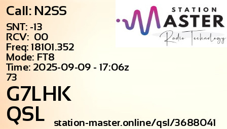 QSL Card for G7LHK QSO with N2SS
