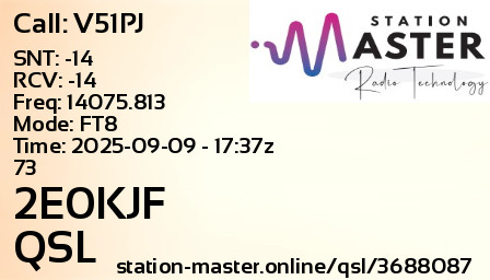 QSL Card for 2E0KJF QSO with V51PJ