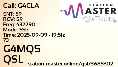 QSL Card for G4MQS QSO with G4CLA