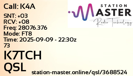 QSL Card for K7TCH QSO with K4A