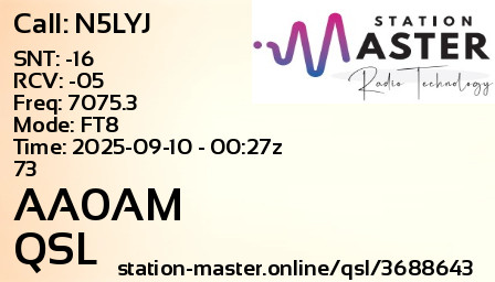 QSL Card for AA0AM QSO with N5LYJ