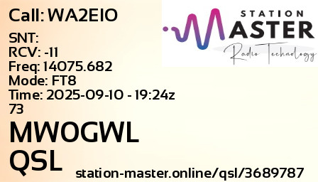 QSL Card for MW0GWL QSO with WA2EIO