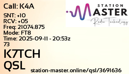 QSL Card for K7TCH QSO with K4A