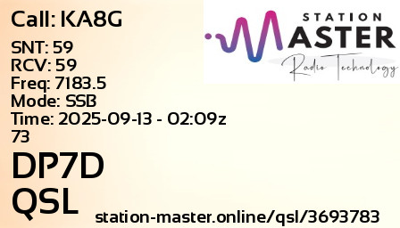 QSL Card for DP7D QSO with KA8G