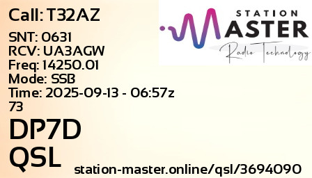 QSL Card for DP7D QSO with T32AZ