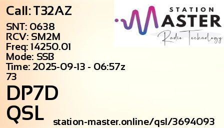 QSL Card for DP7D QSO with T32AZ