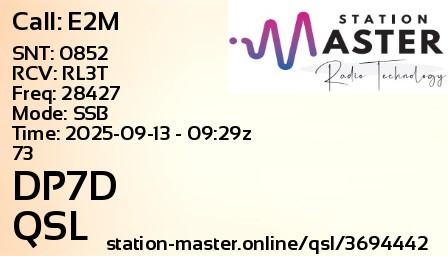 QSL Card for DP7D QSO with E2M