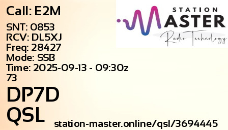 QSL Card for DP7D QSO with E2M