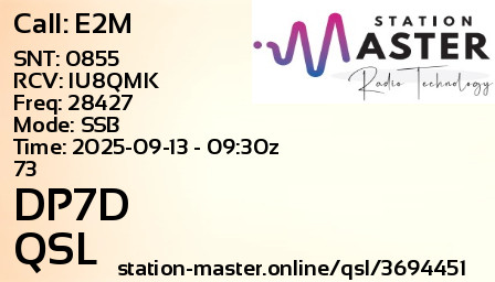 QSL Card for DP7D QSO with E2M