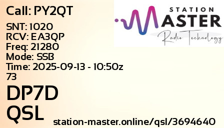 QSL Card for DP7D QSO with PY2QT