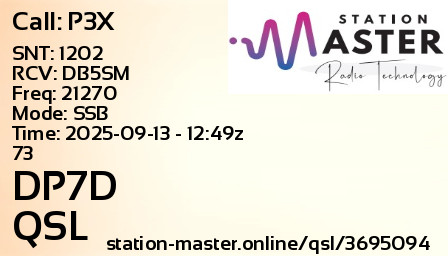 QSL Card for DP7D QSO with P3X