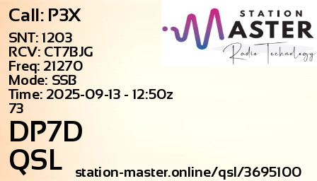 QSL Card for DP7D QSO with P3X
