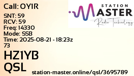 QSL Card for HZ1YB QSO with OY1R