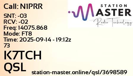 QSL Card for K7TCH QSO with N1PRR