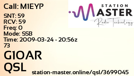 QSL Card for G1OAR QSO with M1EYP