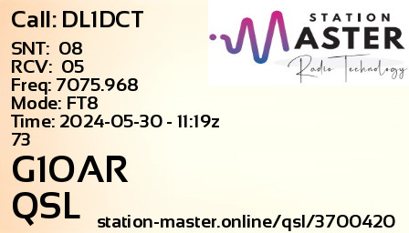 QSL Card for G1OAR QSO with DL1DCT