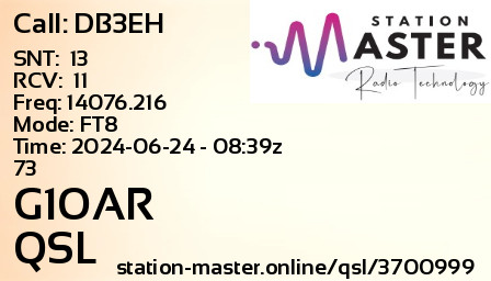 QSL Card for G1OAR QSO with DB3EH