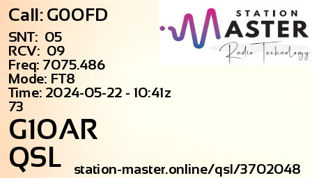 QSL Card for G1OAR QSO with G0OFD