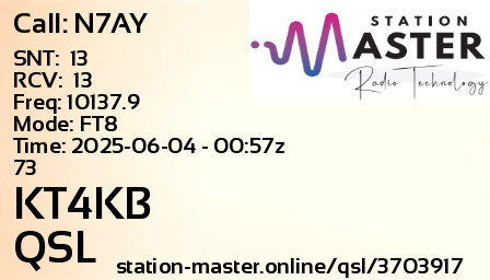 QSL Card for KT4KB QSO with N7AY