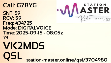 QSL Card for VK2MDS QSO with G7BYG