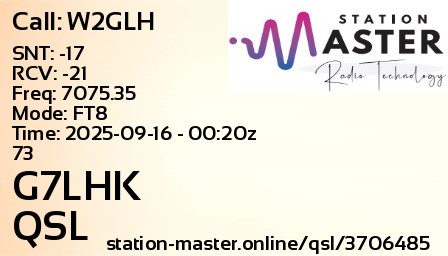 QSL Card for G7LHK QSO with W2GLH