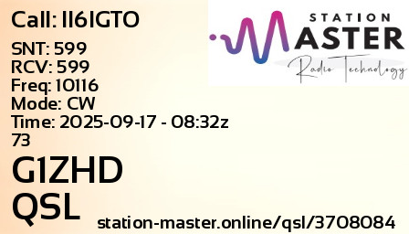 QSL Card for G1ZHD QSO with II6IGTO
