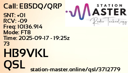 QSL Card for HB9VKL QSO with EB5DQ/QRP