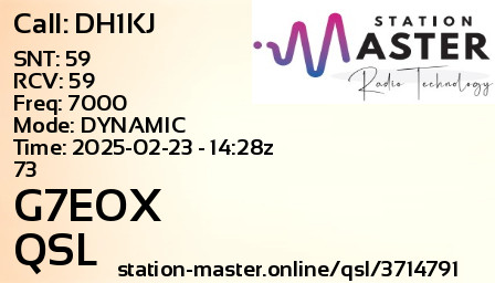 QSL Card for G7EOX QSO with DH1KJ