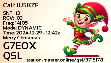 QSL Card for G7EOX QSO with IU5KZF
