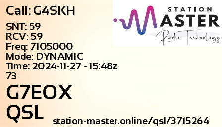 QSL Card for G7EOX QSO with G4SKH