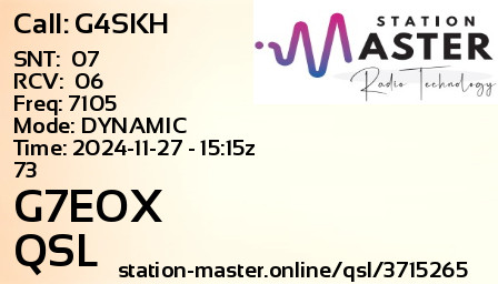 QSL Card for G7EOX QSO with G4SKH