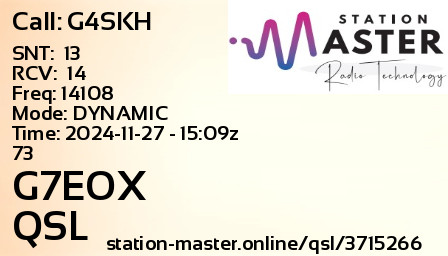 QSL Card for G7EOX QSO with G4SKH