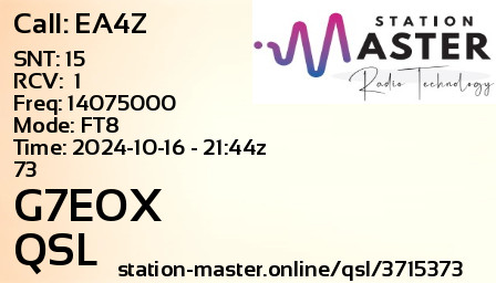 QSL Card for G7EOX QSO with EA4Z