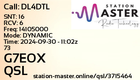QSL Card for G7EOX QSO with DL4DTL