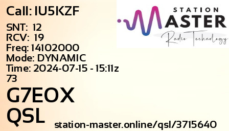 QSL Card for G7EOX QSO with IU5KZF