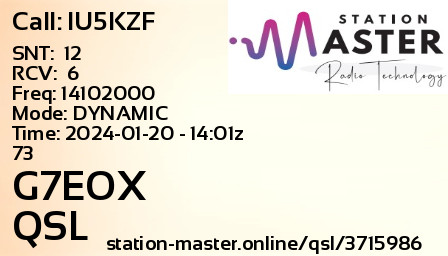 QSL Card for G7EOX QSO with IU5KZF