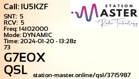 QSL Card for G7EOX QSO with IU5KZF